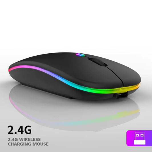 1600DPI 2.4Ghz Wireless Mouse Ergonomic Silent Mouse Rechargeable RGB Backlight Mice USB Receiver for Laptop PC Tablet Mute Mice